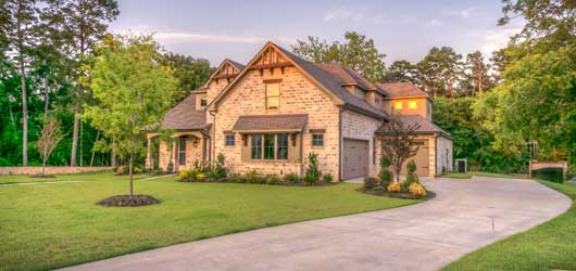 Brick house at sunset